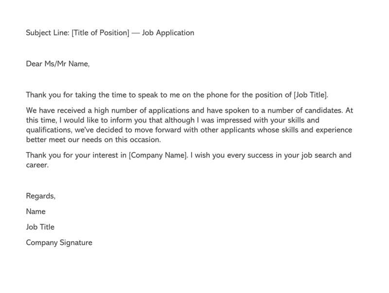 Letter After Job Rejection from www.wordtemplatesonline.net