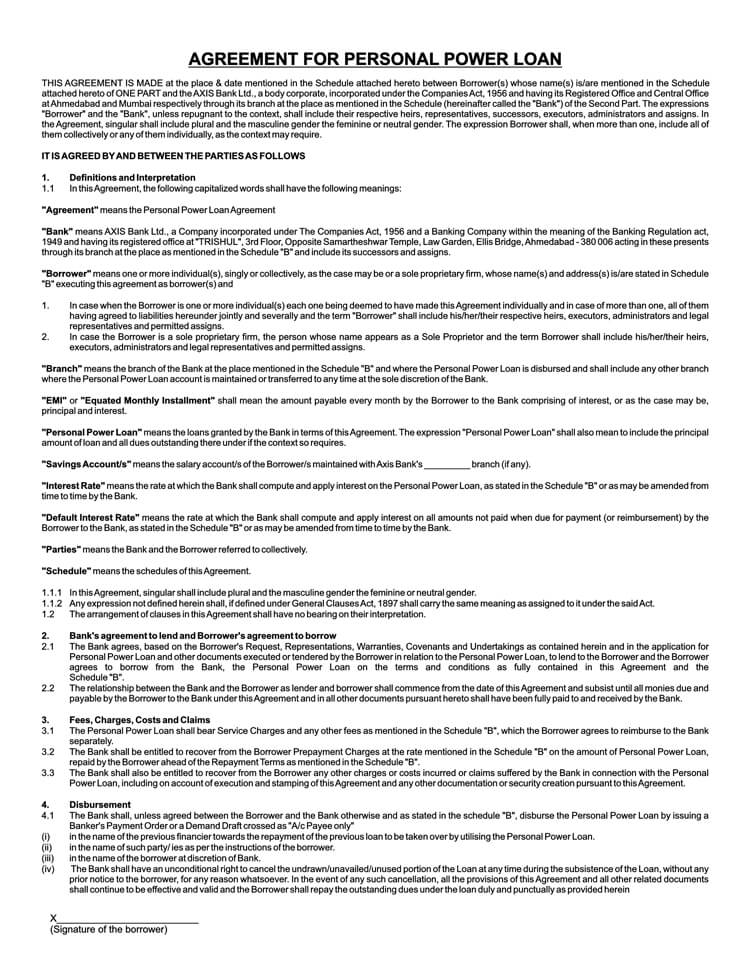 Power Loan Agreement Sample PDF