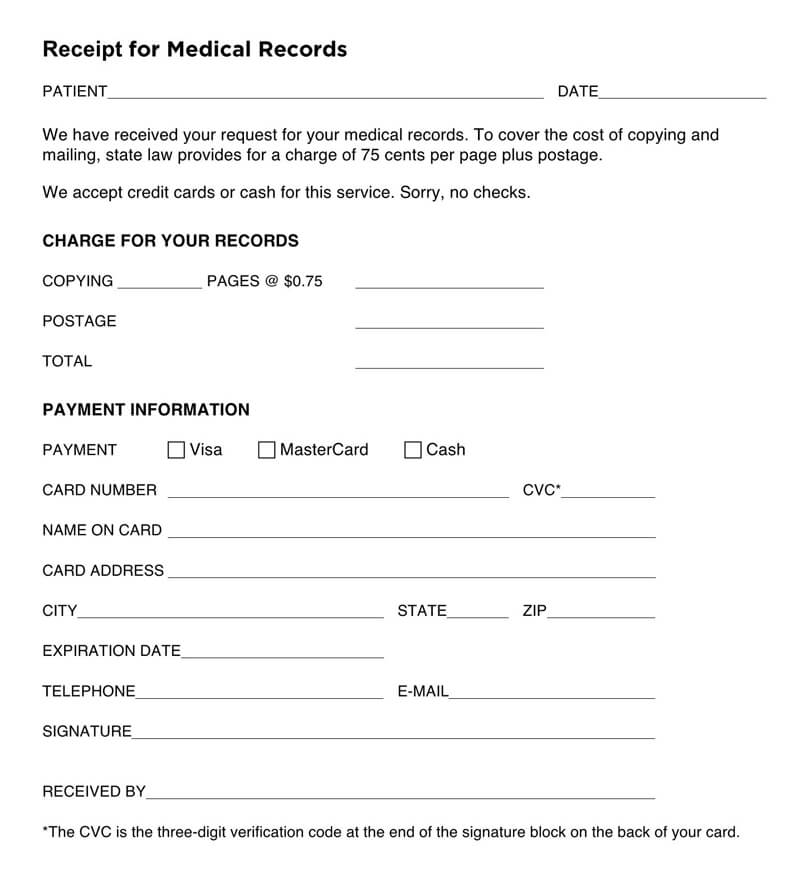 Printable Medical Receipt Template