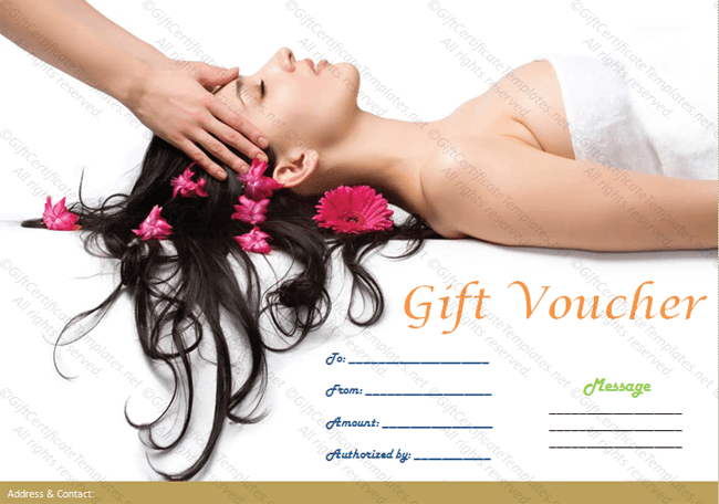 Printable spa gift certificate template