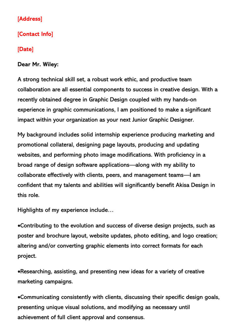 Product Designer Cover Letter
