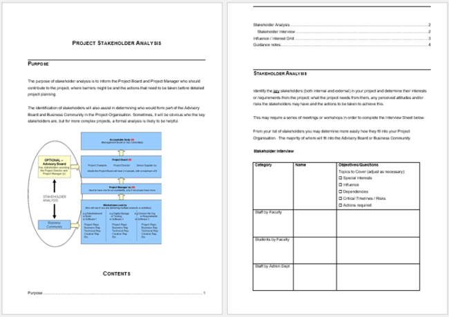 Project Stakeholder Analysis Template