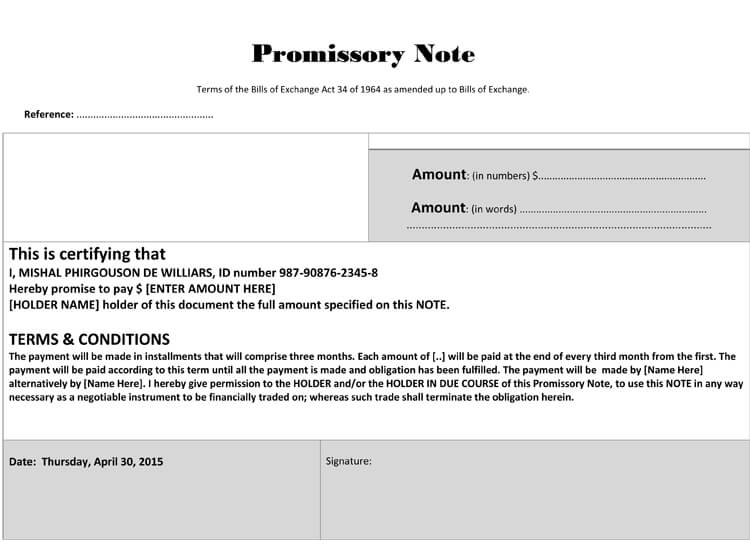 promissory note pdf