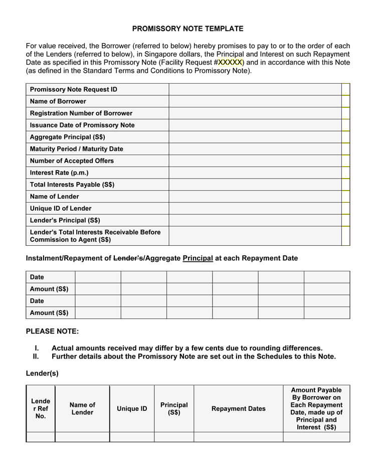 Free Editable Borrower Promissory Note Template for Pdf Format