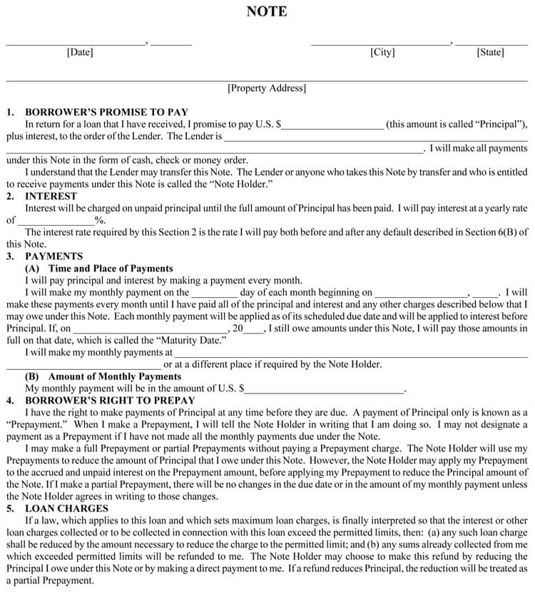 free simple promissory note form
