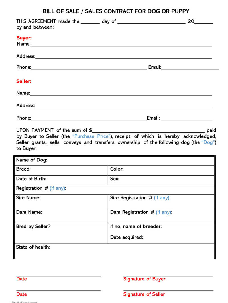 Free Printable Puppy Puppy Deposit Contract Dog S Purchase Agreement