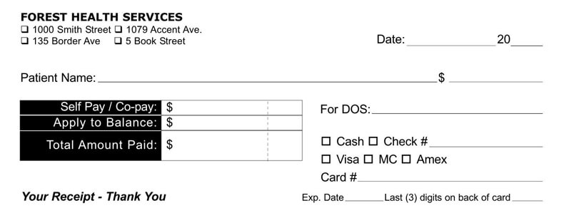 Editable Receipt for Medical Services Example