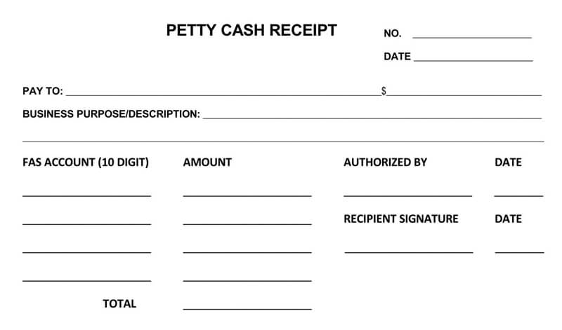 Receipt for Petty Cash