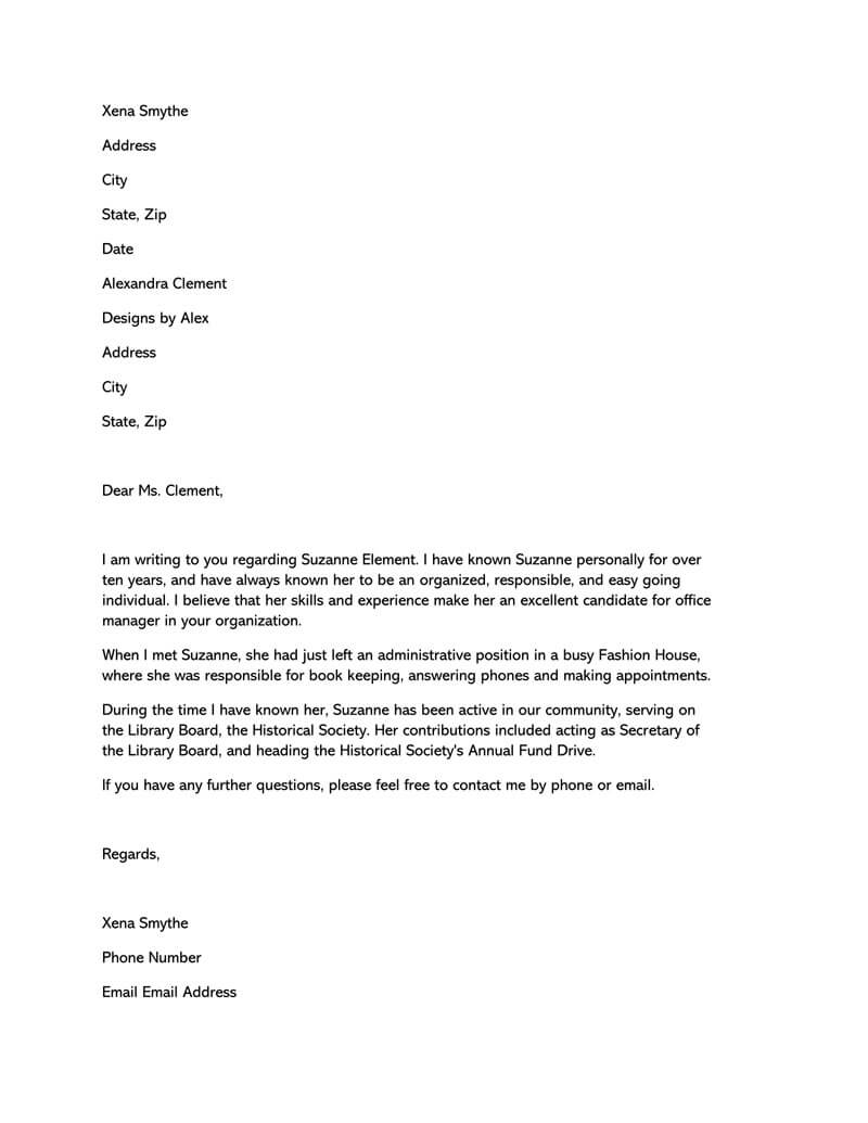 Free Recommendation Letter for Friend for a Job