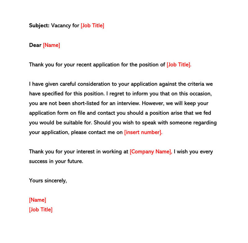 Reply To Rejection Letter Sample from www.wordtemplatesonline.net