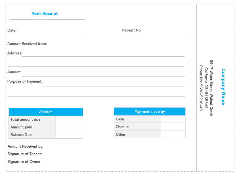 Rent Receipt Template Printable Format 34
