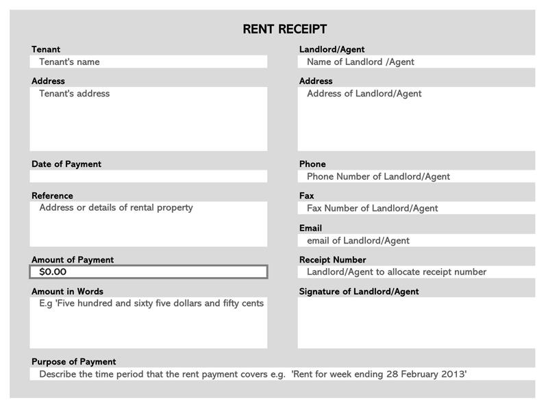 Rent Receipt Template Excel 01
