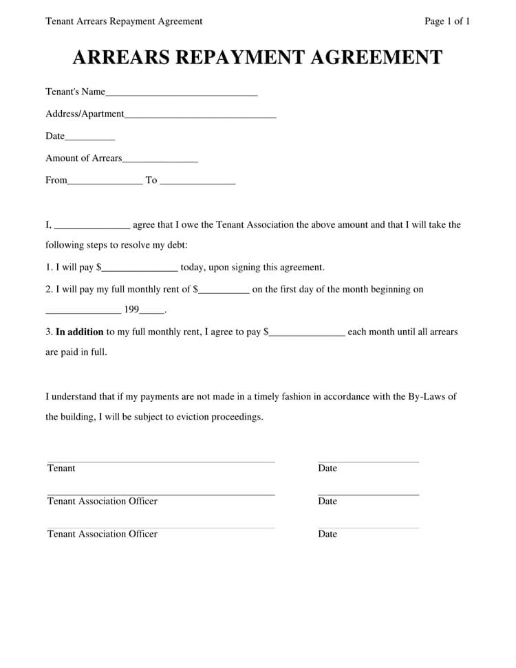 Repayment loan agreement form