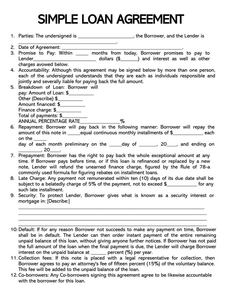 Free Template for Loan Agreement