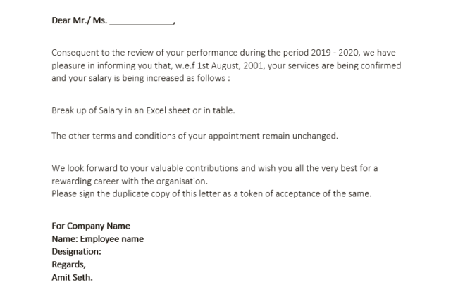 Letter Of Salary Increase from www.wordtemplatesonline.net