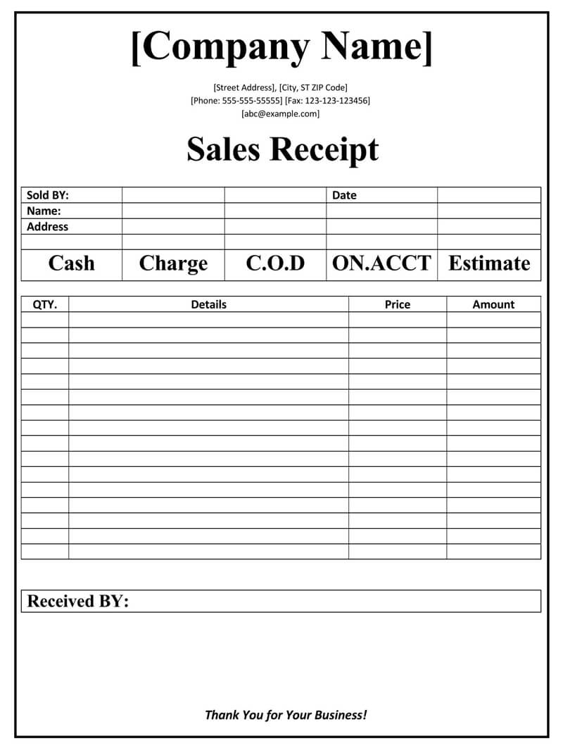 Free Sales Receipt Template in PDF