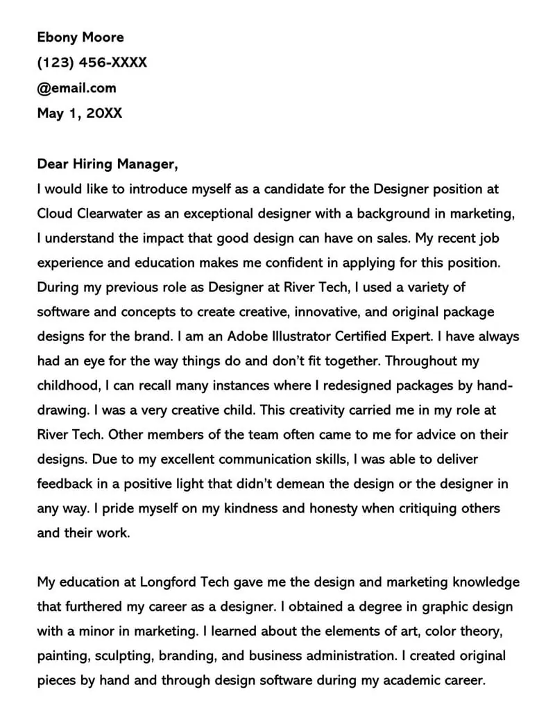 Graphic Designer Cover Letter Examples (18+ Sample Letters)