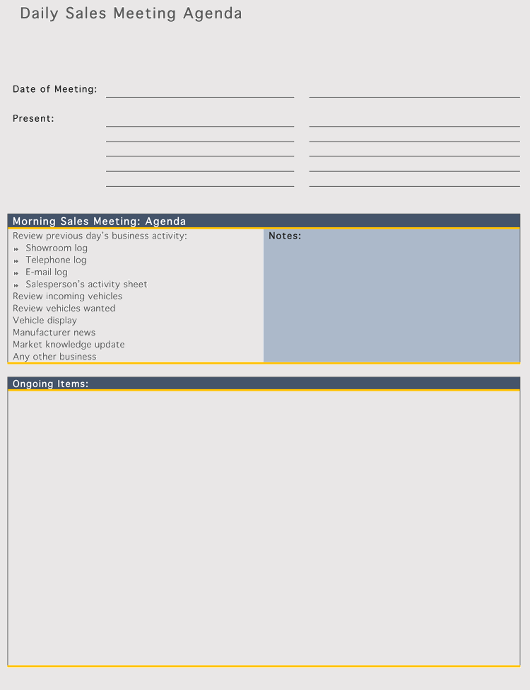 Sales Team Meeting Agenda Template