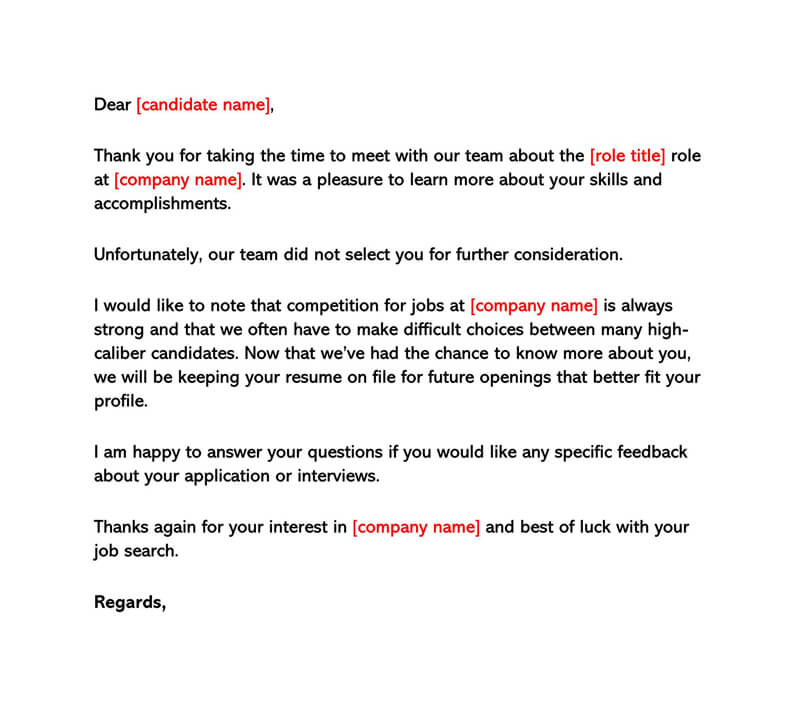 Interview Rejection Letter Response from www.wordtemplatesonline.net