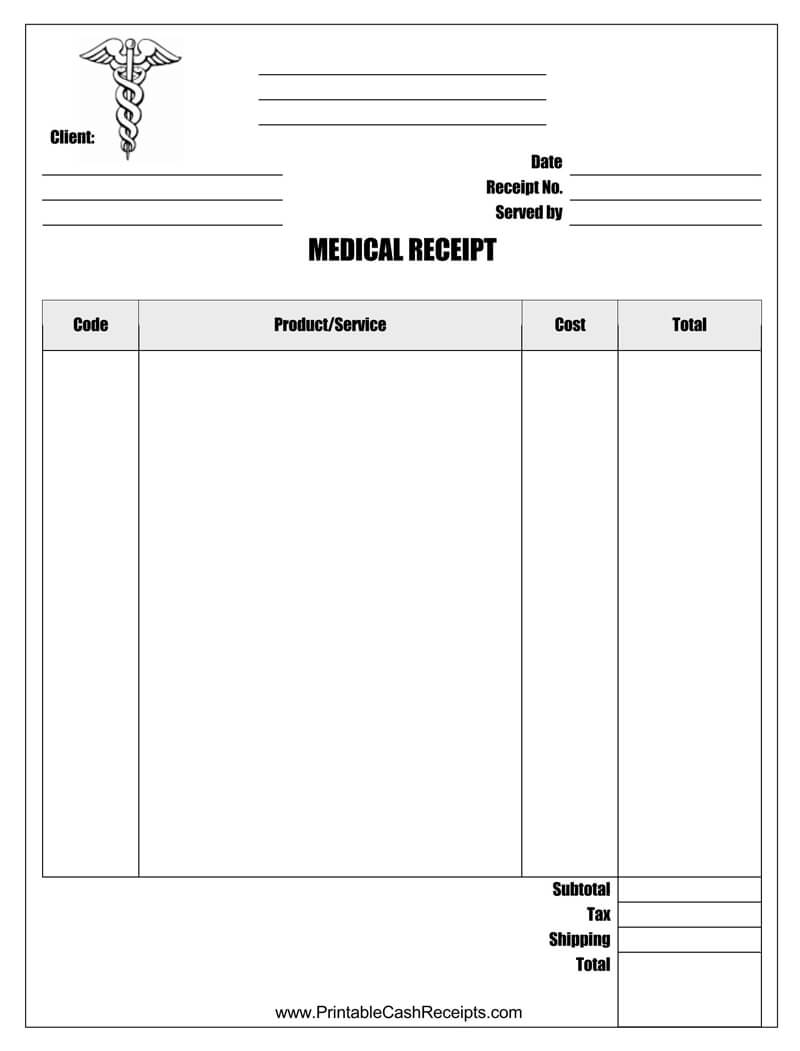 Sample Medical Receipt
