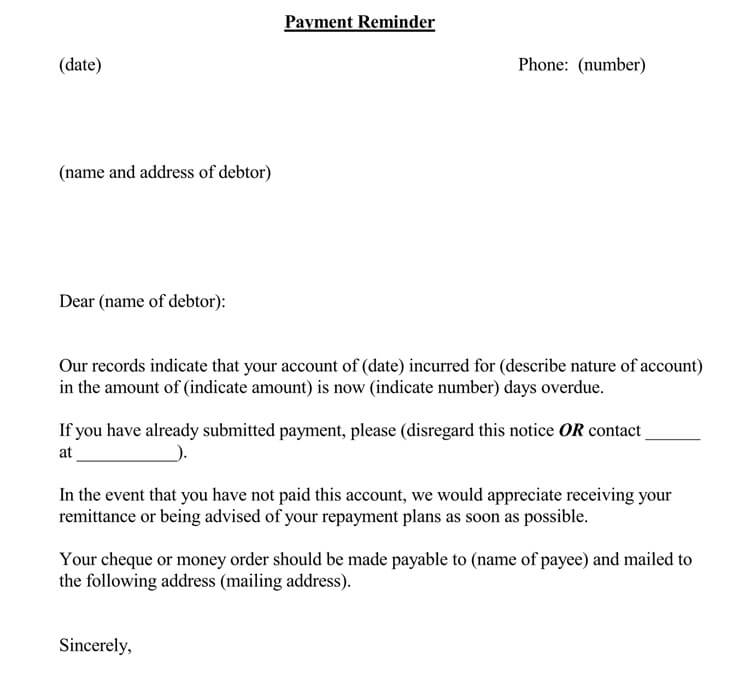 Sample Overdue Payment Reminder Letter
