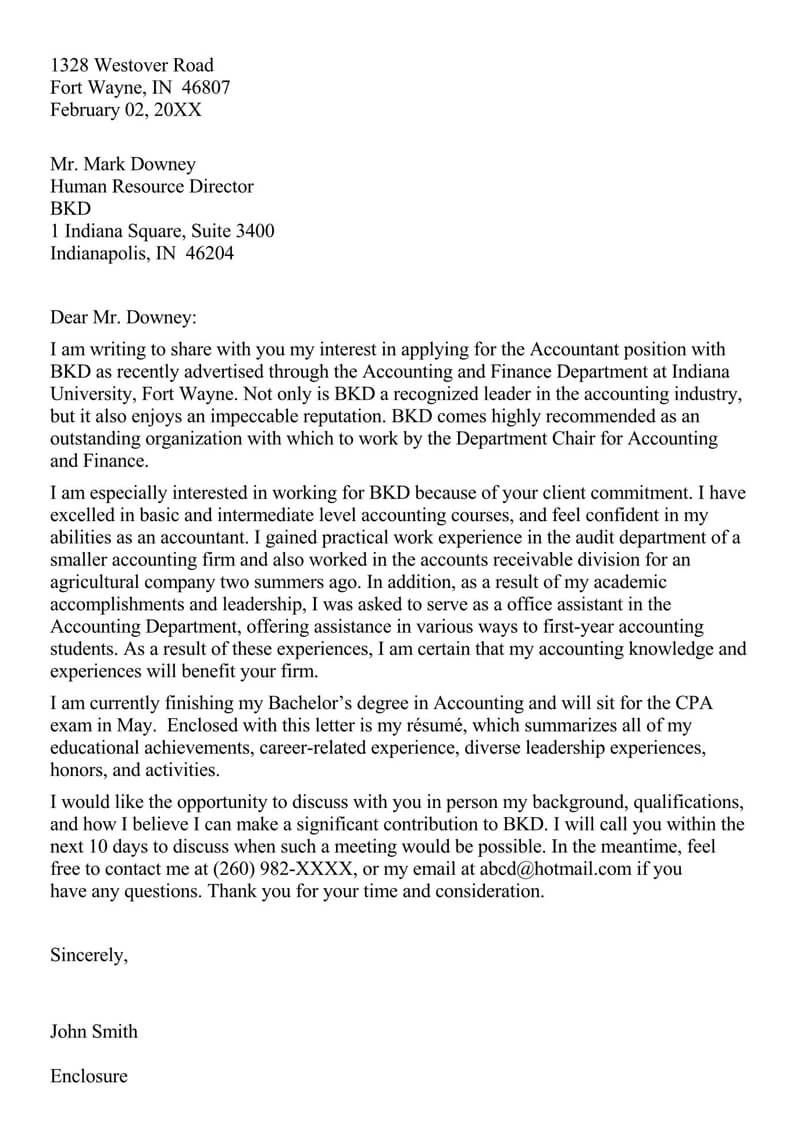 Sample PDF Accountant Email Cover Letter
