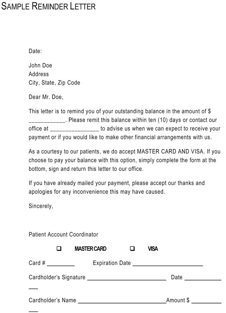 Great Downloadable Hospital Payment Reminder Letter Sample for Pdf File