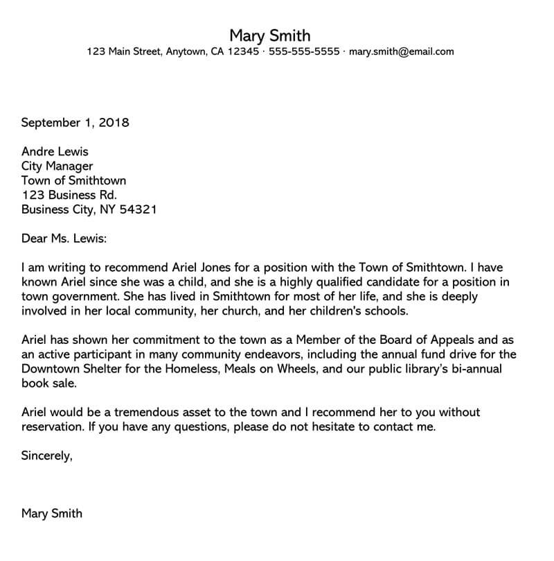 Sample Personal Recommendation Letter 02