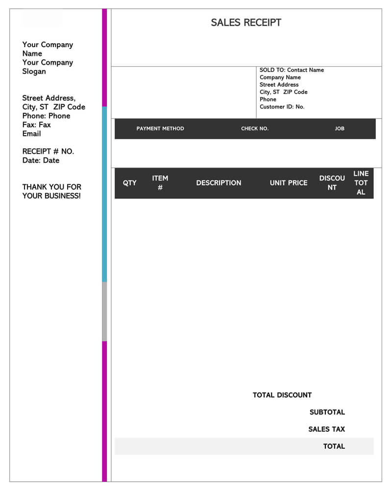 Printable Sales Receipt Template