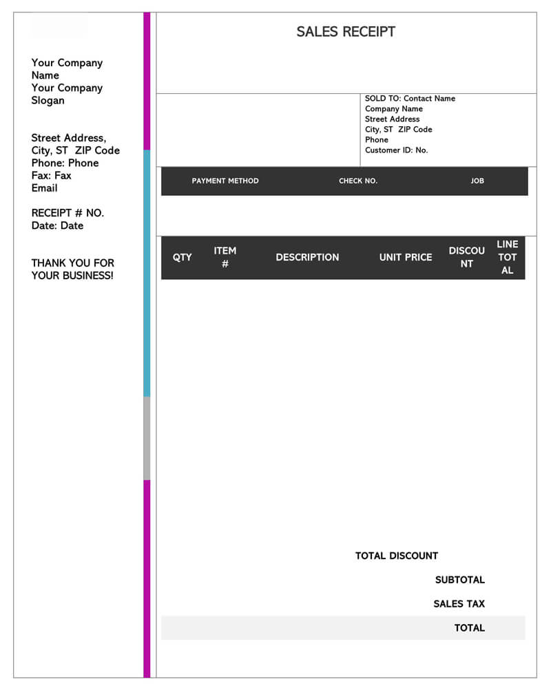 28 Free Sales Receipt Templates for Word Excel PDF 
