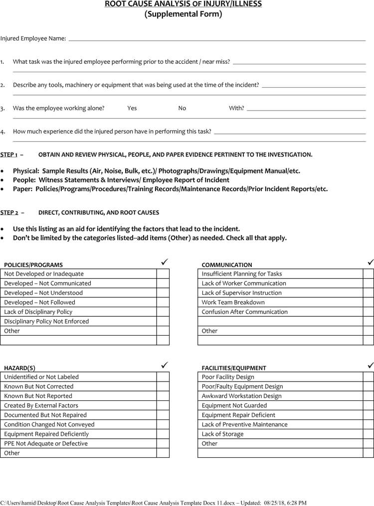 Root Cause Analysis Template Excel DocTemplates