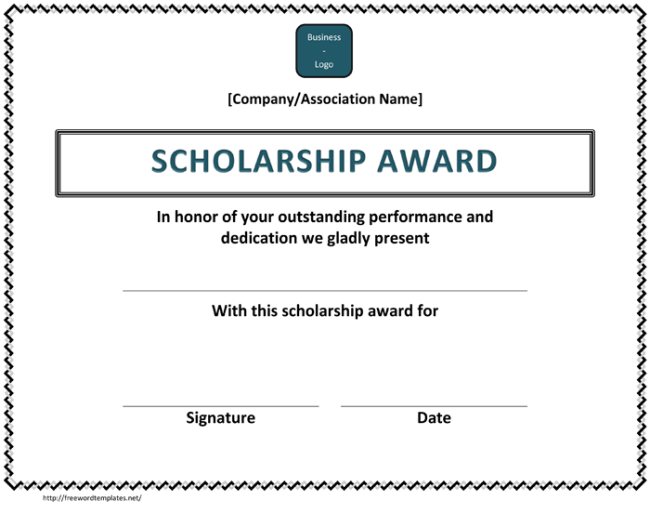 Scholarship Award Certificate