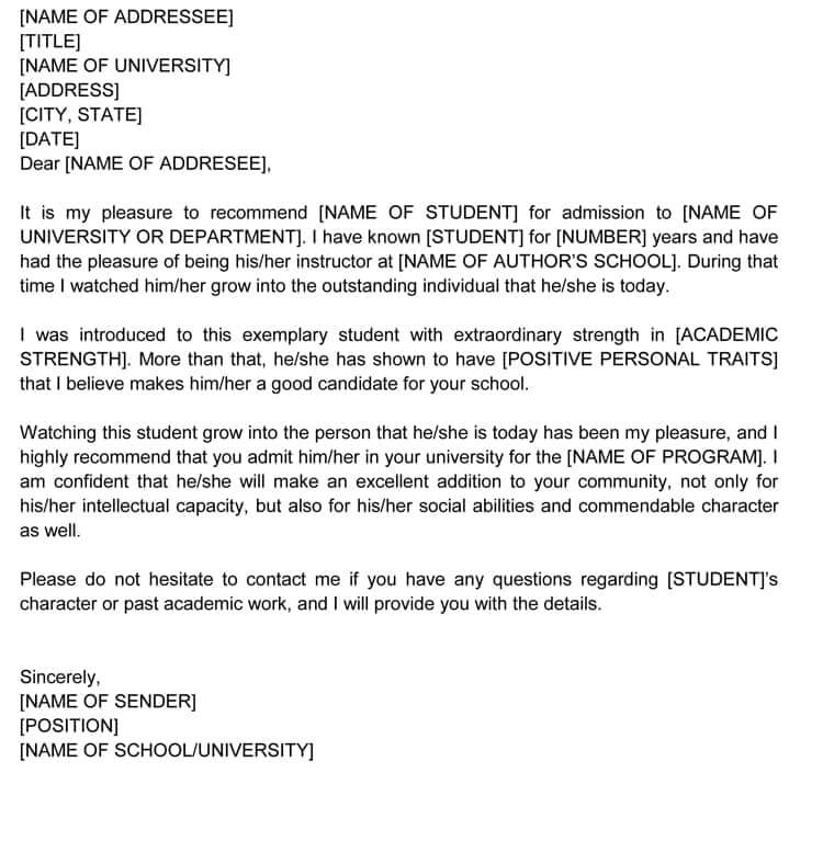 Free Customizable University Scholarship Recommendation Letter Template for Word Document