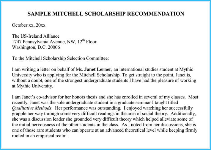 Scholarship Reference / Recommendation Letters (7+ Sample 