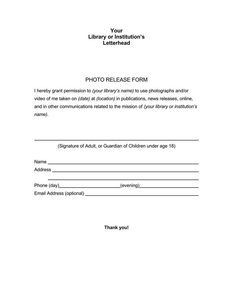 School Media Release Form Template Example