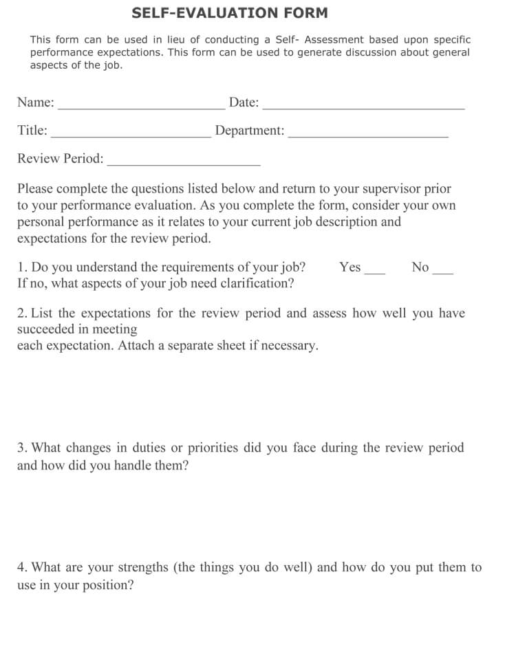 Downloadable Self Evaluation Form with Free Template 04