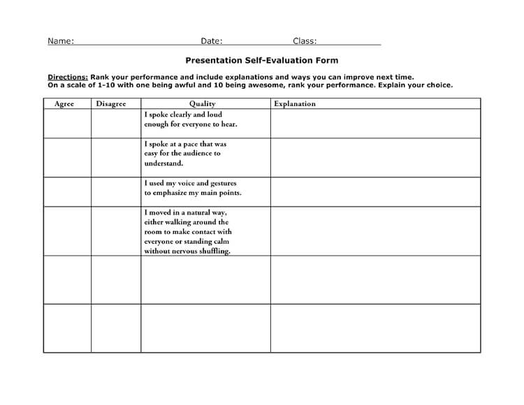 Printable Self Evaluation Template for Free 06