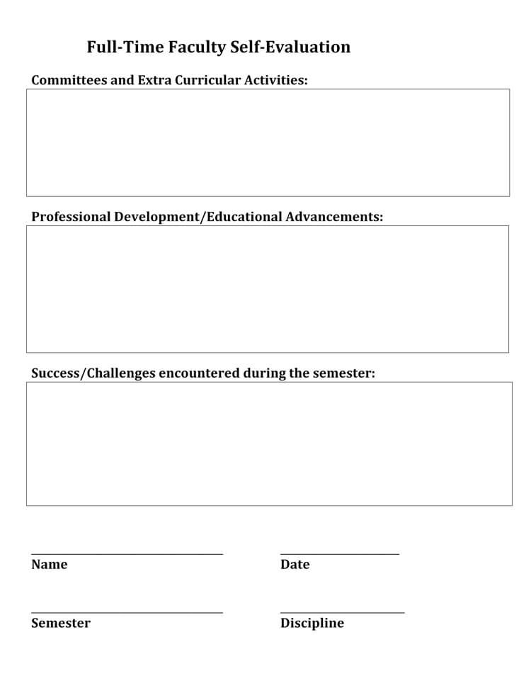 Self Assessment Template with Word Compatibility 29