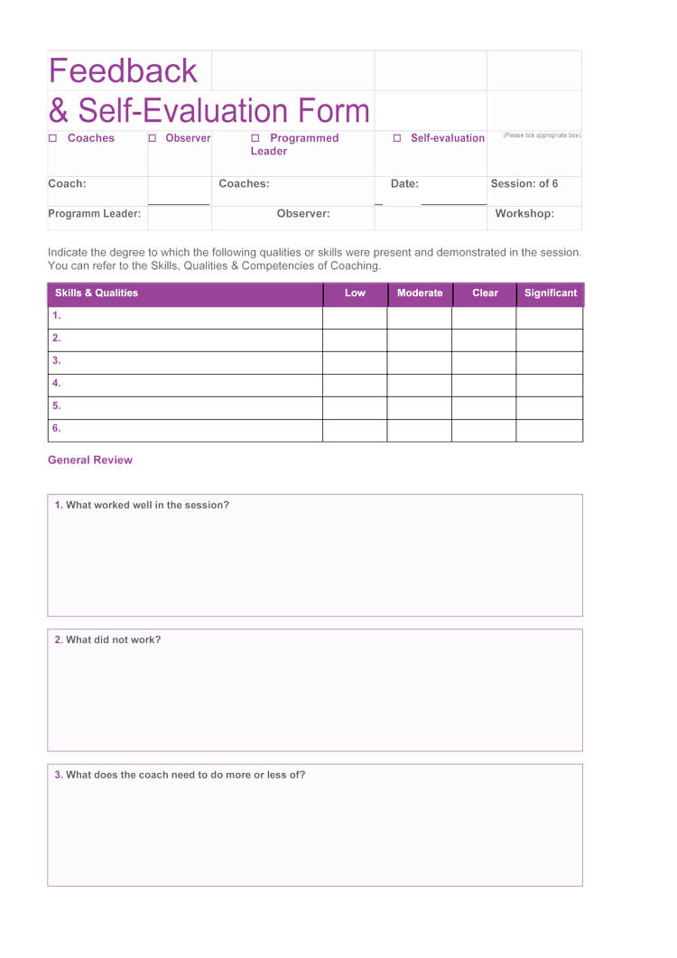Comprehensive Self Assessment Form for Professional Growth 39