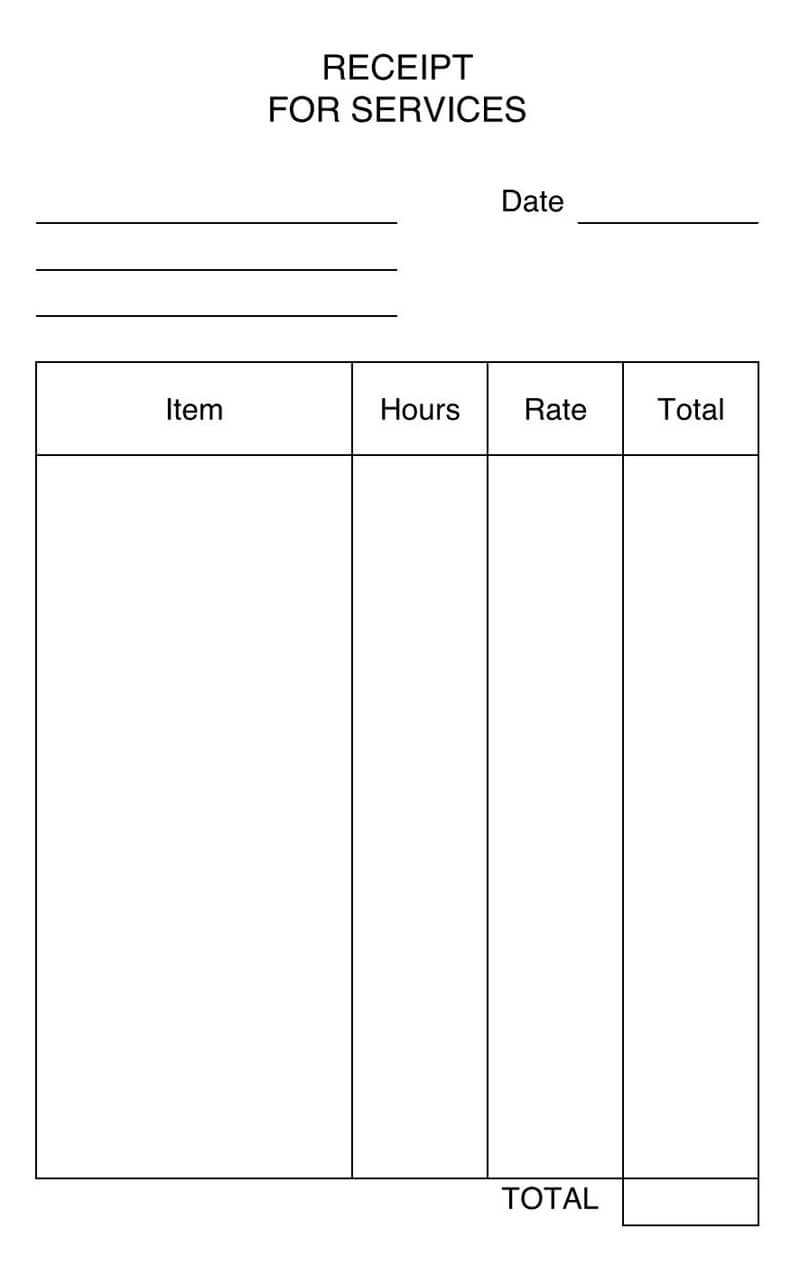free Word Services Receipt example