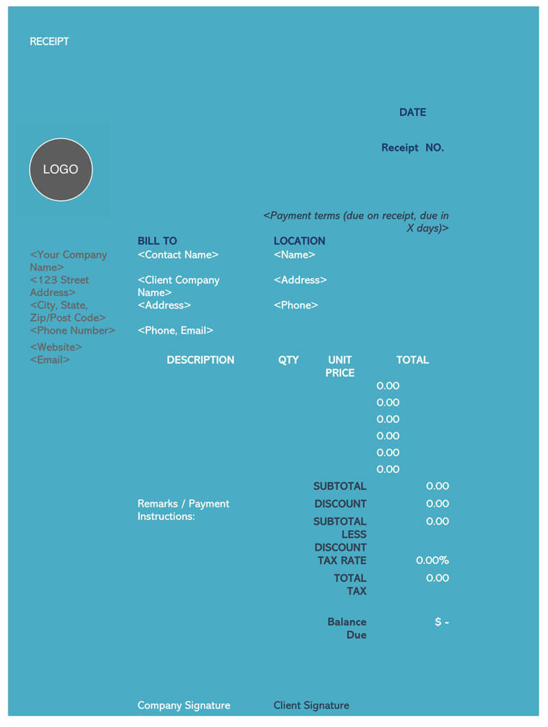 Side Construction Contractor Receipt - Free Download Available