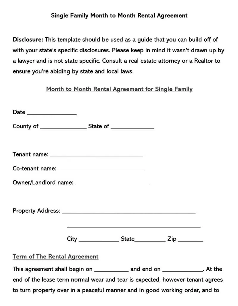 Free Month To Month Rental Agreement Templates How It Works