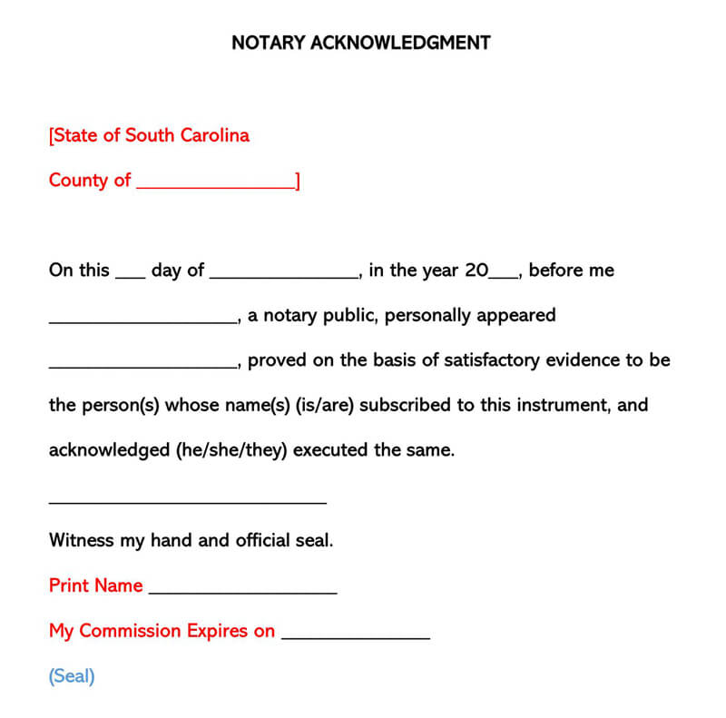 South Carolina POA Revocation Form