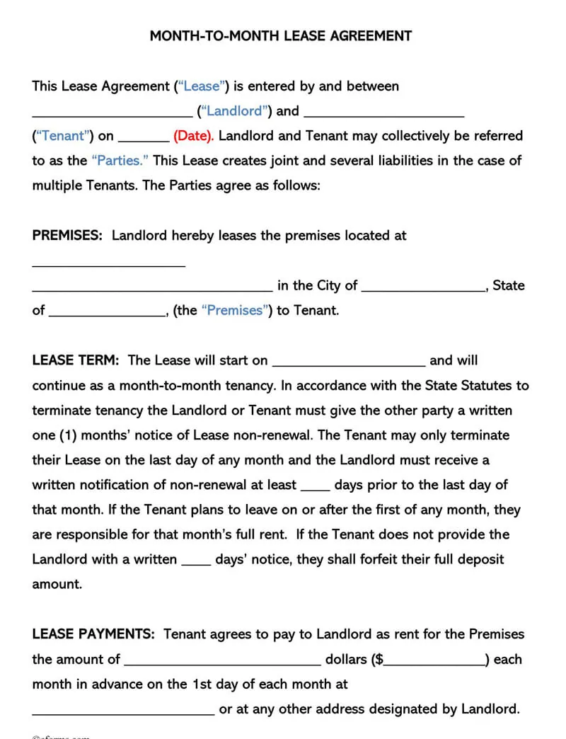 month to month rental agreement free templates state laws