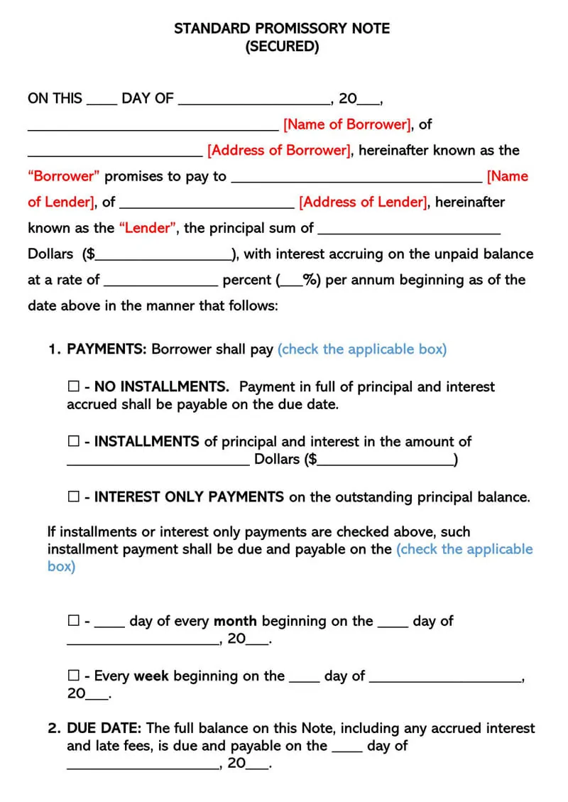 Free Secured Promissory Note Templates (by State)  Basic Terms Throughout Unsecured Promissory Note Template