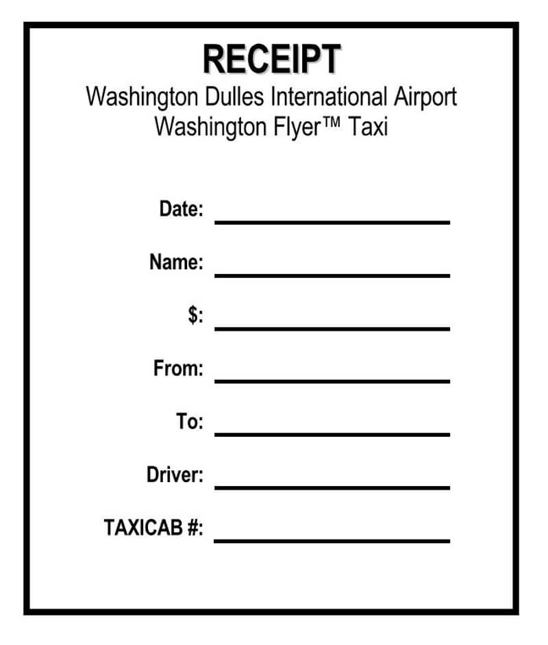 Editable taxi receipt example