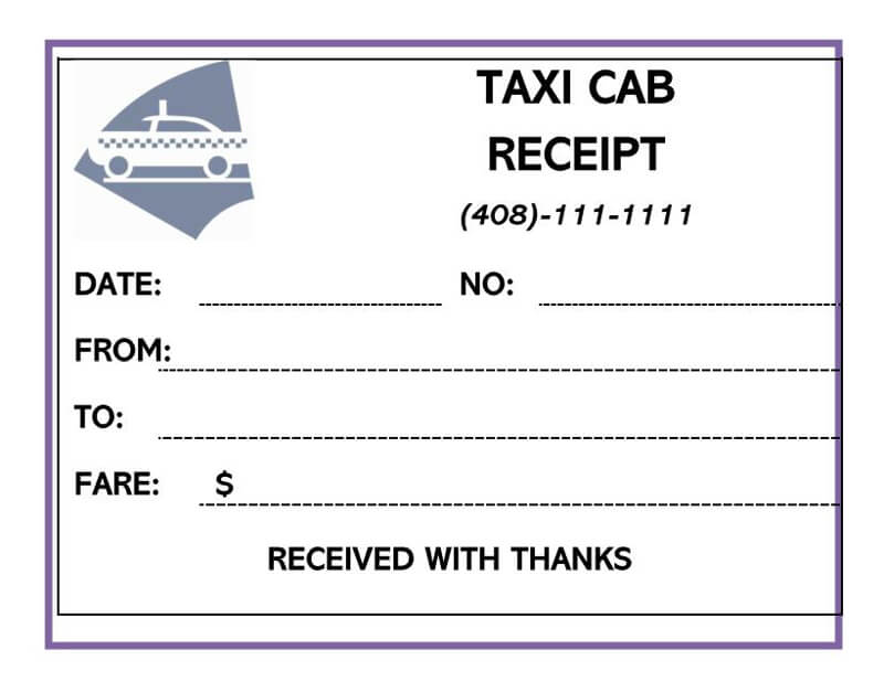 Free Blank Taxi Cab Receipt Templates Word PDF 