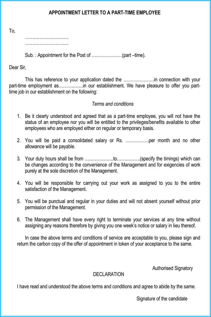 downloadable temporary appointment letter