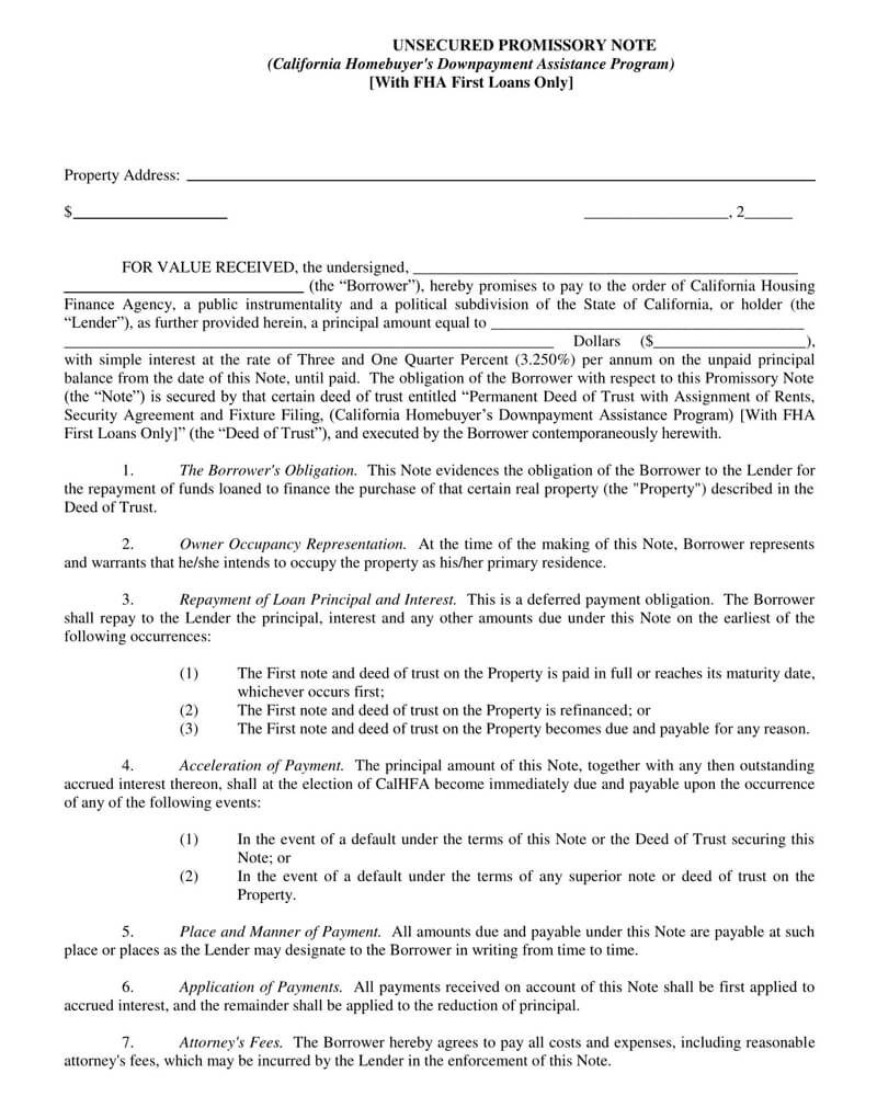 Unsecured Promissory Note PDF Template 07