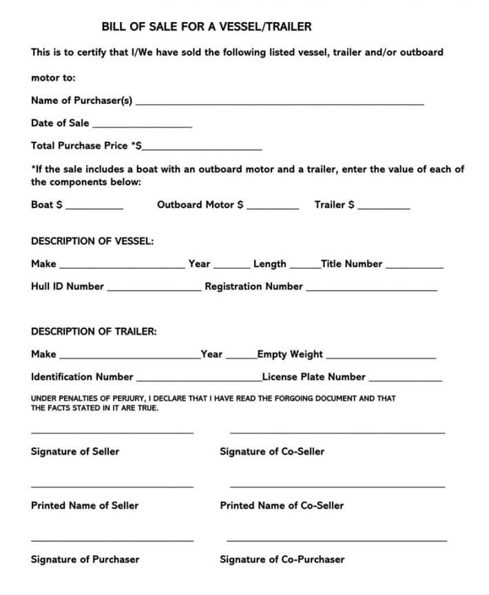 Free Trailer Bill of Sale Forms (How to Use) Word PDF